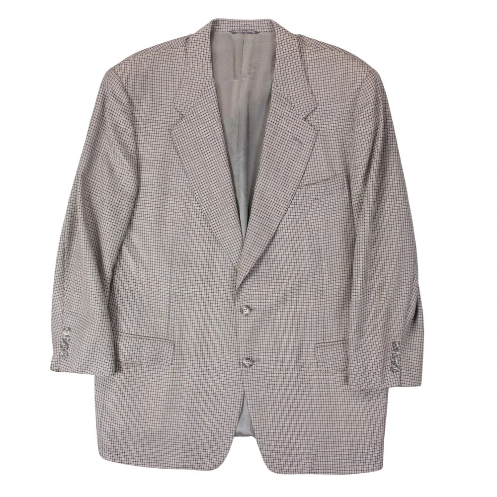 VTG Canali Milano Mens 46R Blazer Sport Coat Brown Houndstooth Made in Italy